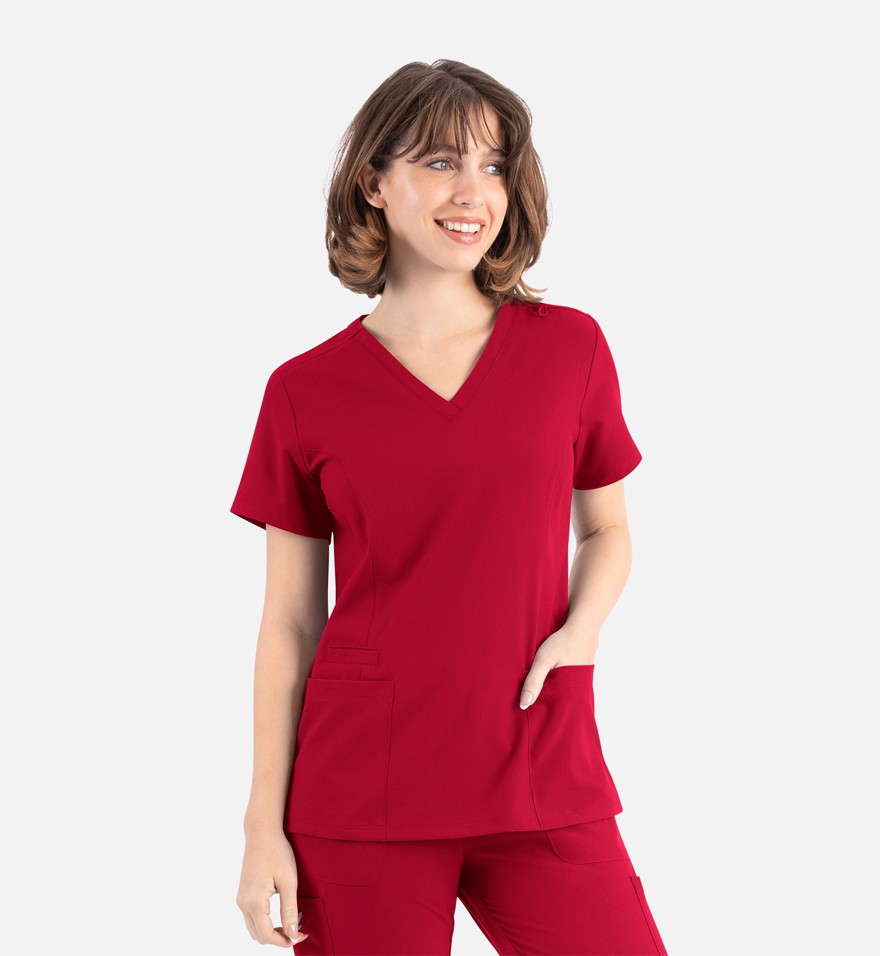 Momentum 5001 Women's Double V-Neck Top Red