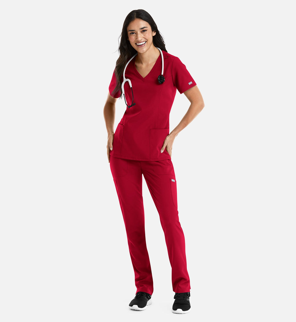 Momentum 5001 Women's Double V-Neck Top Red