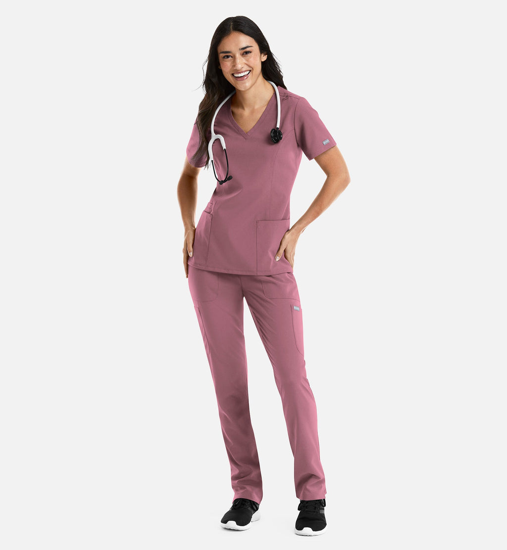 Momentum 5001 Women's Double V-Neck Top Rose