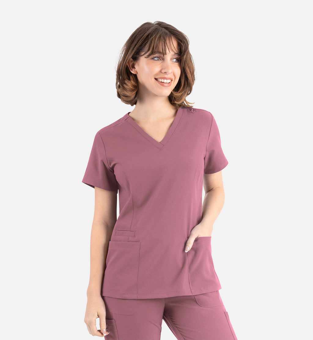 Momentum 5001 Women's Double V-Neck Top Rose
