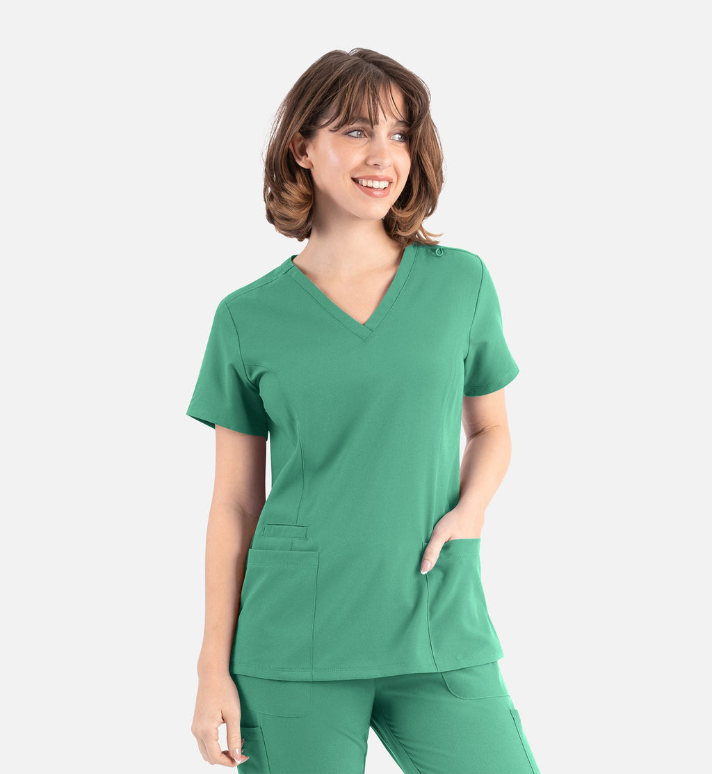 Momentum 5001 Women's Double V-Neck Top Surgical Green