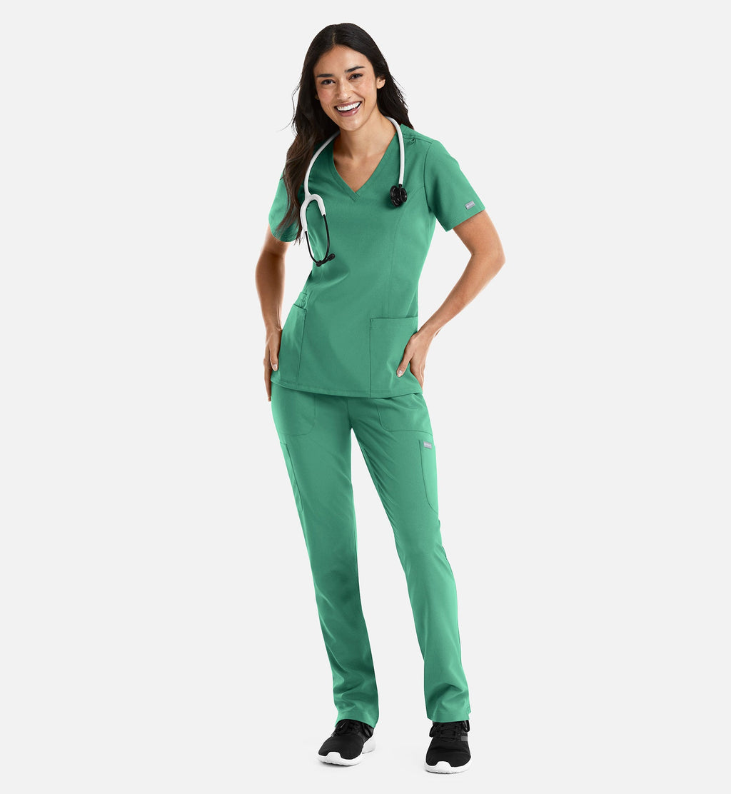 Momentum 5001 Women's Double V-Neck Top Surgical Green