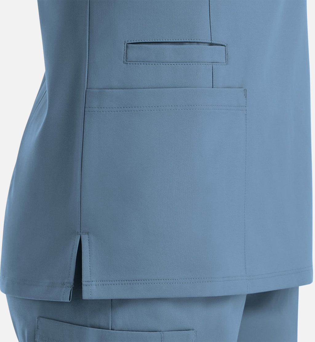 Momentum 5001 Women's Double V-Neck Top Slate Blue