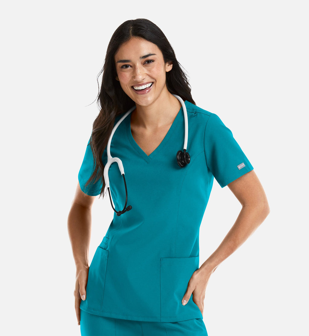 Momentum 5001 Women's Double V-Neck Top Teal