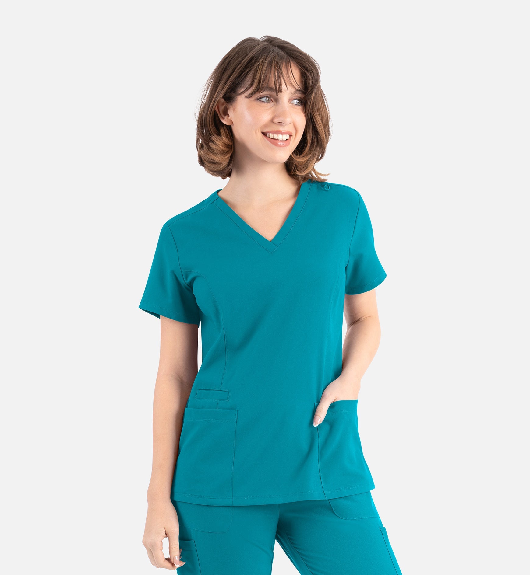 Momentum 5001 Women's Double V-Neck Top Teal