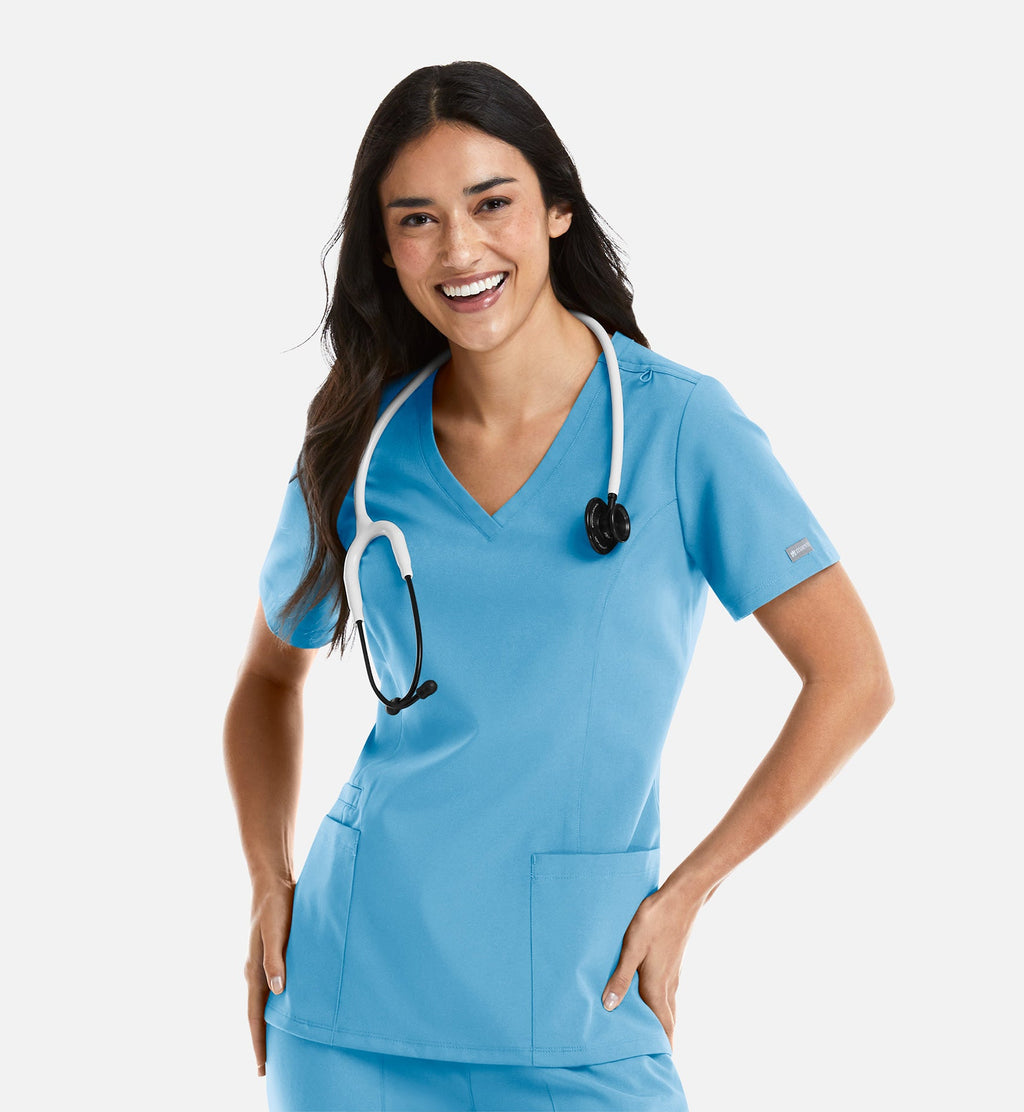 Momentum 5001 Women's Double V-Neck Top Turquoise