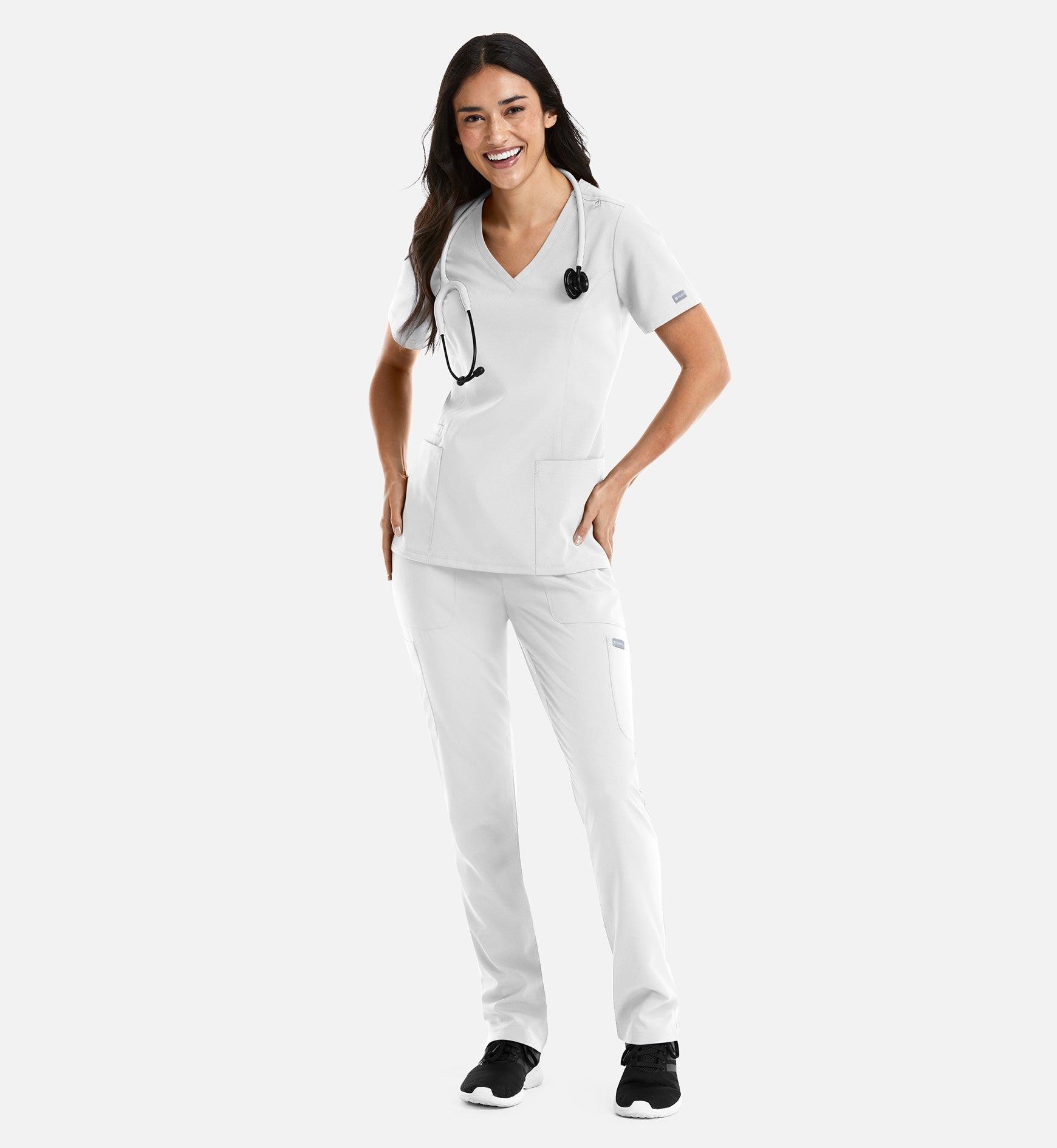 Momentum 5001 Women's Double V-Neck Top White