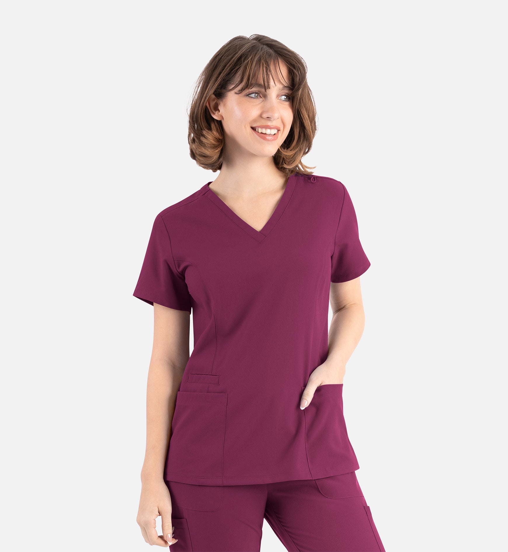 Momentum 5001 Women's Double V-Neck Top Wine