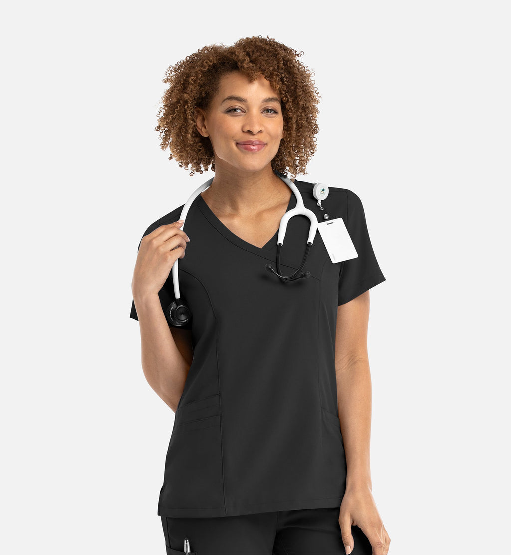 Momentum 5002 Women's Mock Wrap Top Black