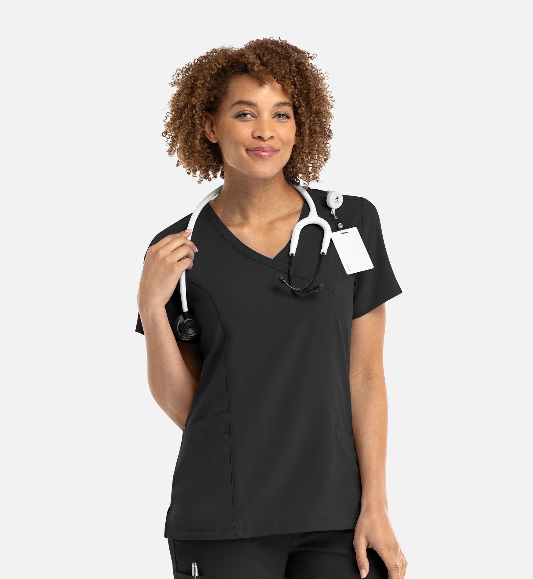 Momentum 5002 Women's Mock Wrap Top Black