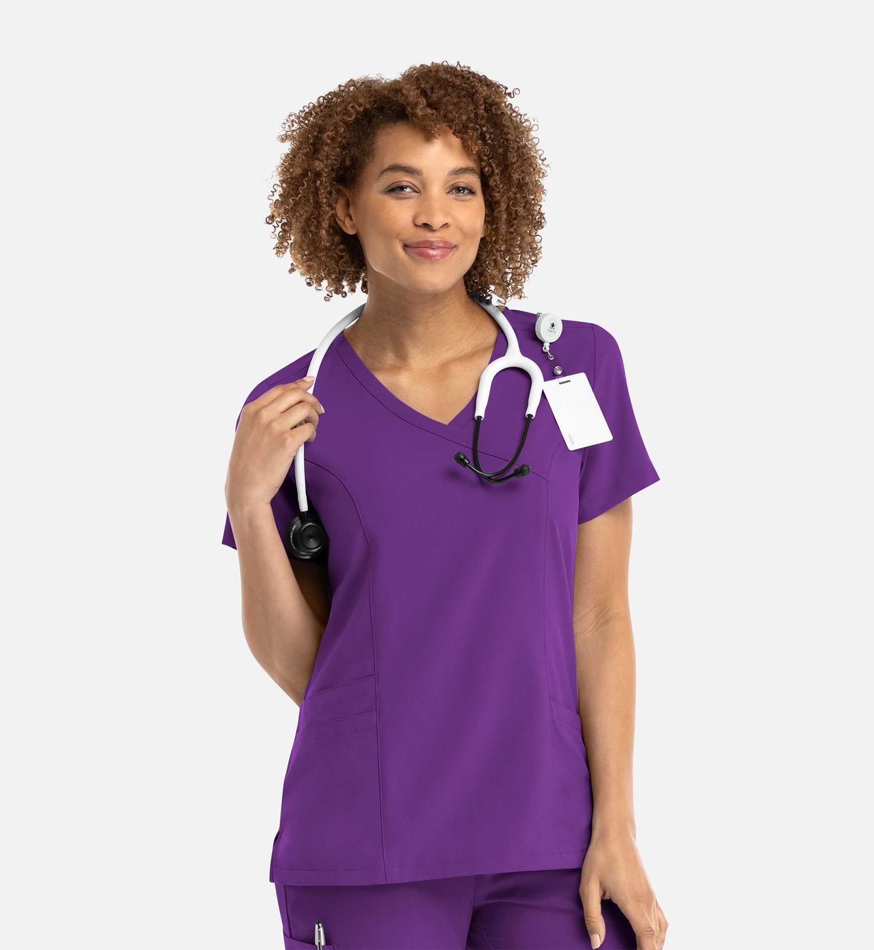 Momentum 5002 Women's Mock Wrap Top Eggplant