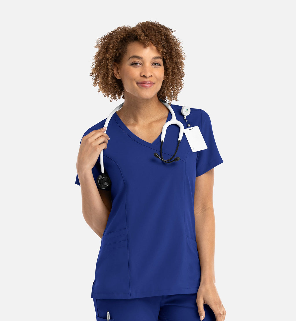 Momentum 5002 Women's Mock Wrap Top Galaxy Blue