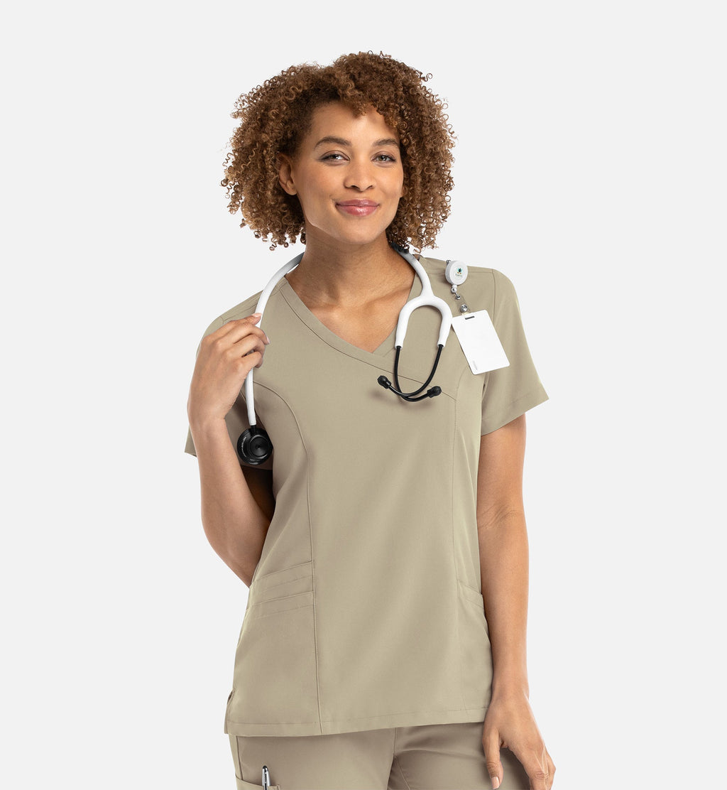 Momentum 5002 Women's Mock Wrap Top Khaki
