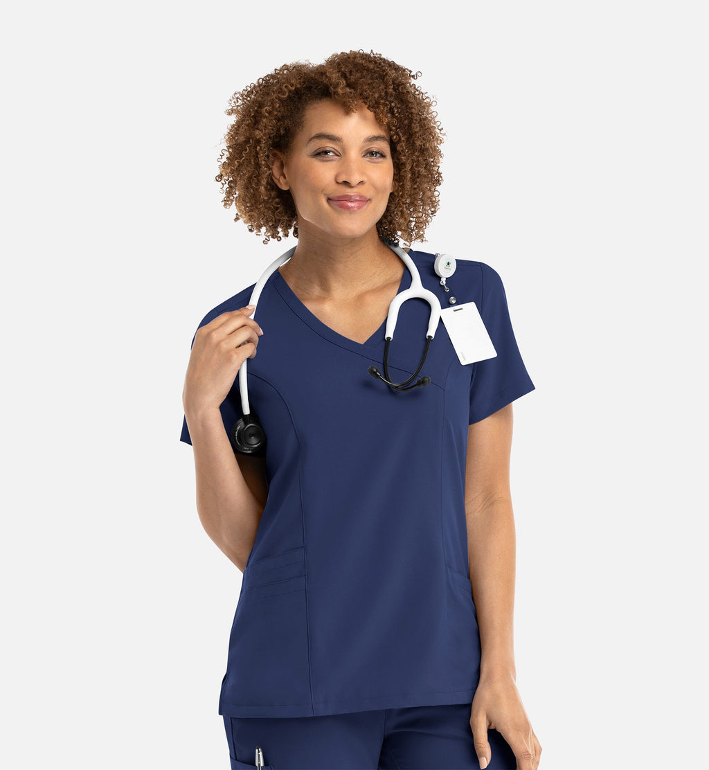 Momentum 5002 Women's Mock Wrap Top Navy