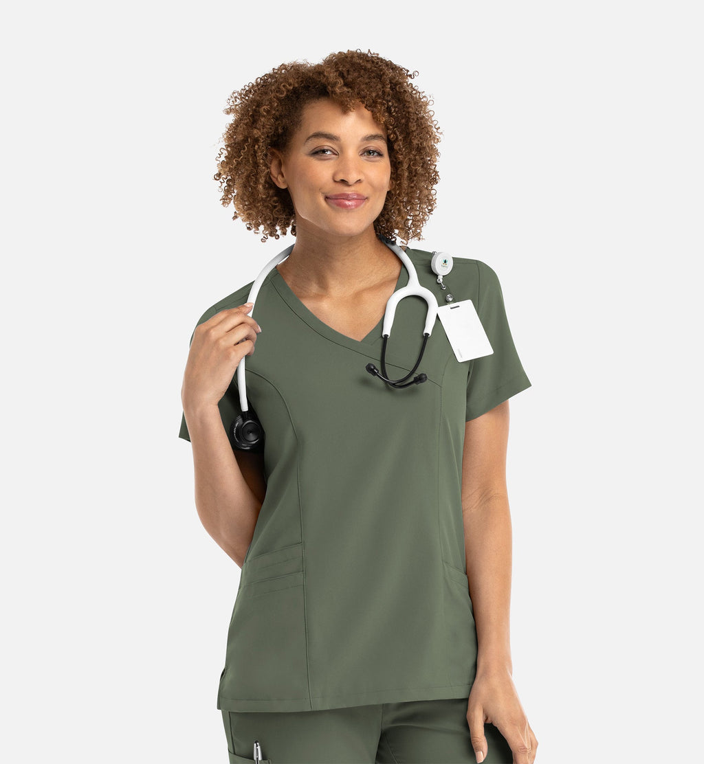 Momentum 5002 Women's Mock Wrap Top Olive
