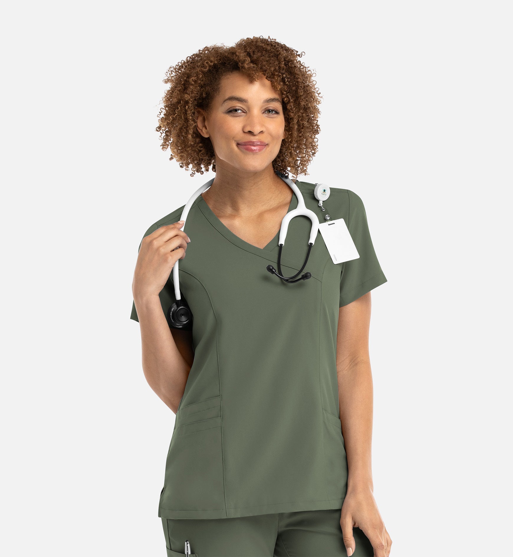 Momentum 5002 Women's Mock Wrap Top Olive