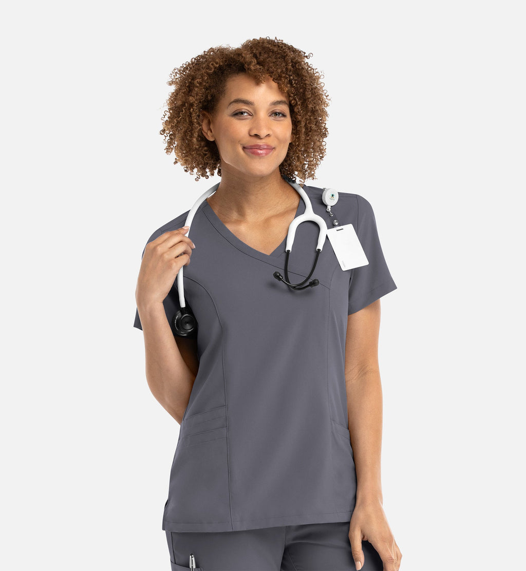 Momentum 5002 Women's Mock Wrap Top Pewter