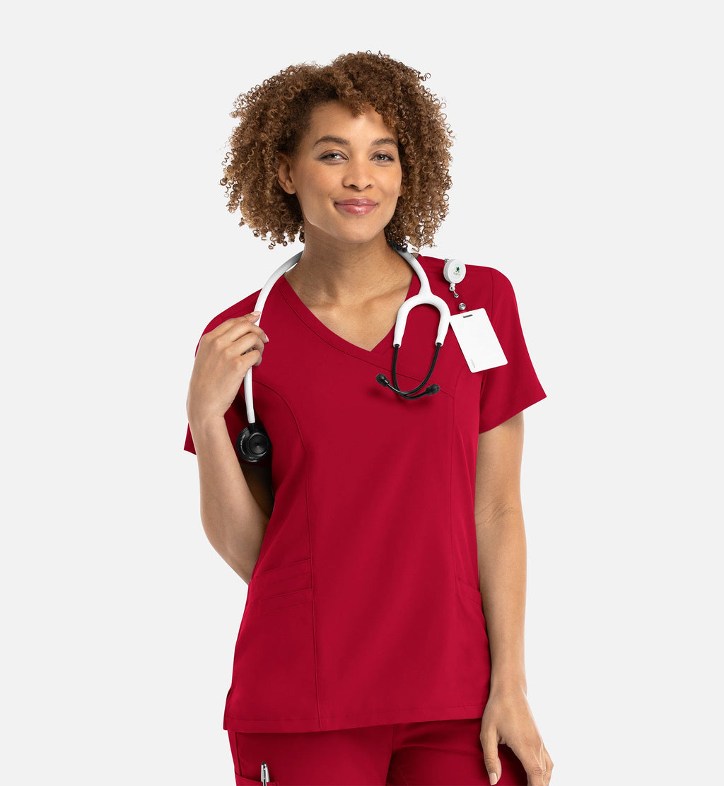 Momentum 5002 Women's Mock Wrap Top Red