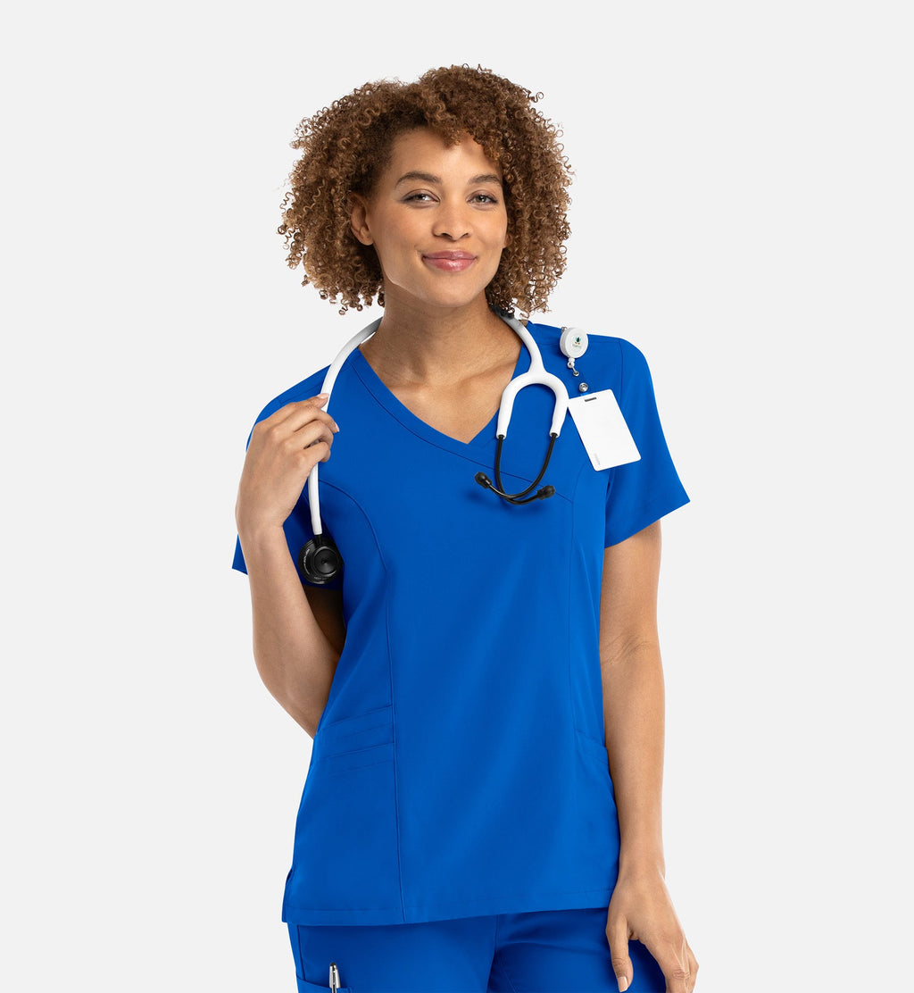 Momentum 5002 Women's Mock Wrap Top Royal Blue