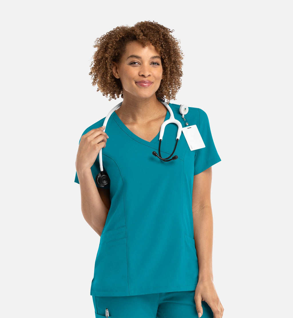 Momentum 5002 Women's Mock Wrap Top Teal