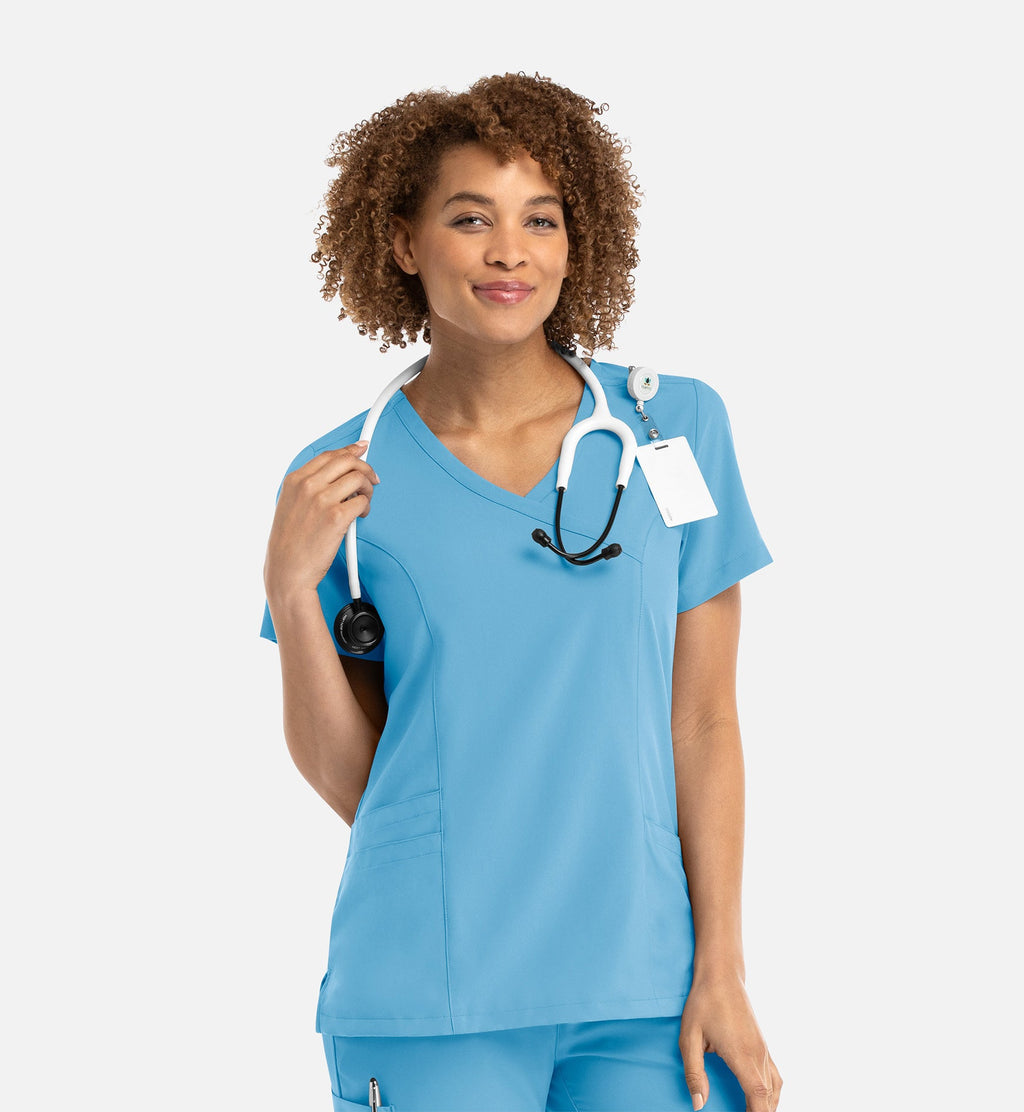 Momentum 5002 Women's Mock Wrap Top Turquoise