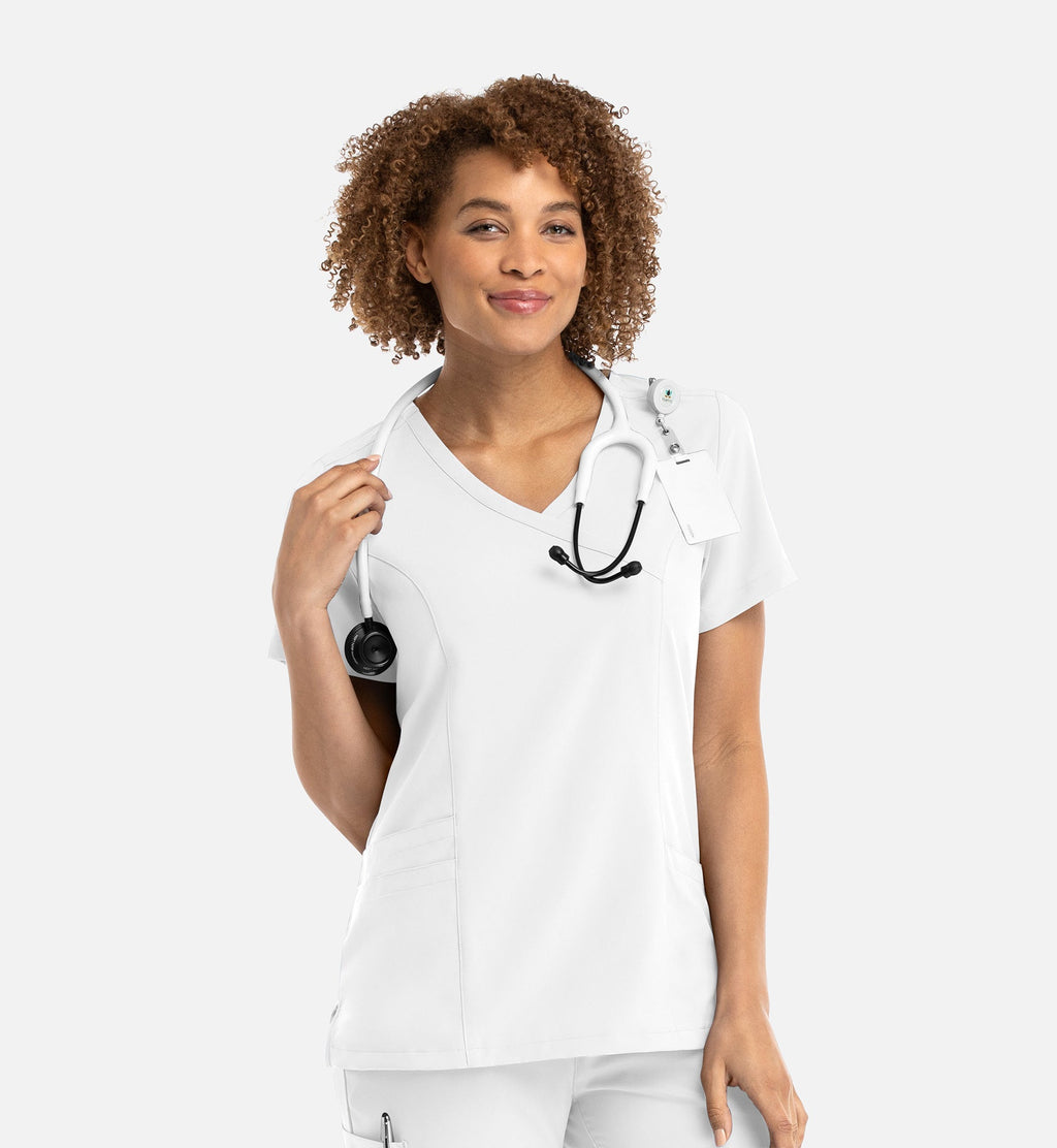 Momentum 5002 Women's Mock Wrap Top White