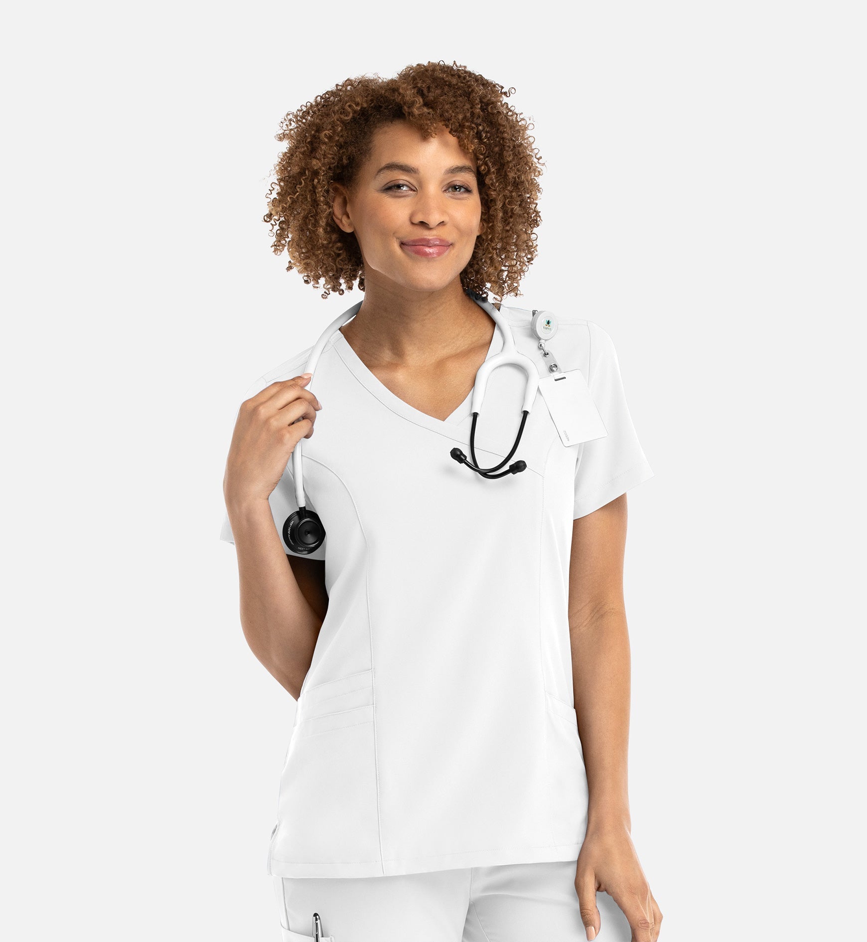 Momentum 5002 Women's Mock Wrap Top White