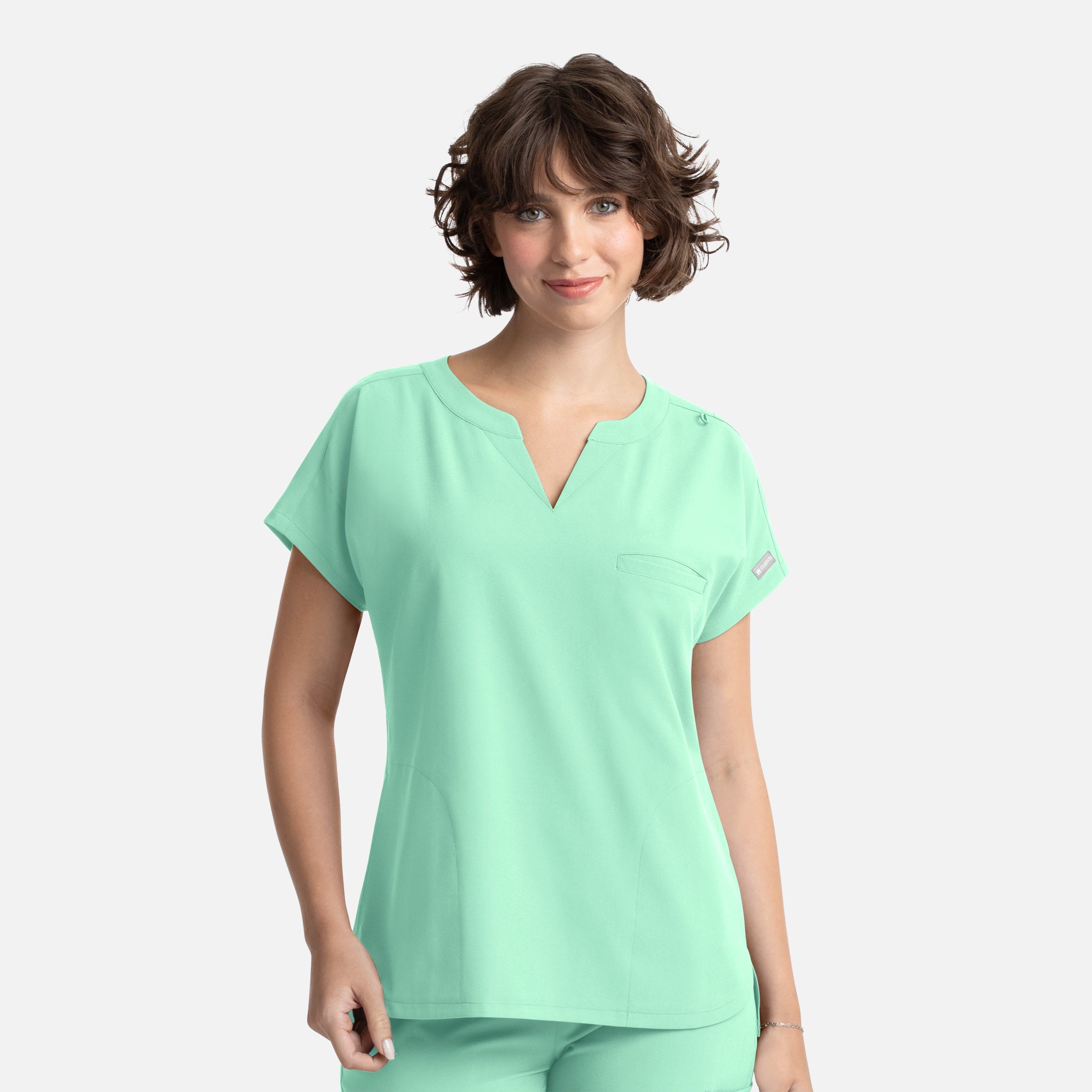 Front view of Maevn Blossom Signature 2100 Women's V-Neck Scrub Top in solid color