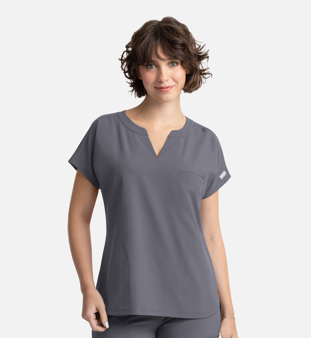 Momentum 5003 Women's Tuckable Dolman Top Pewter