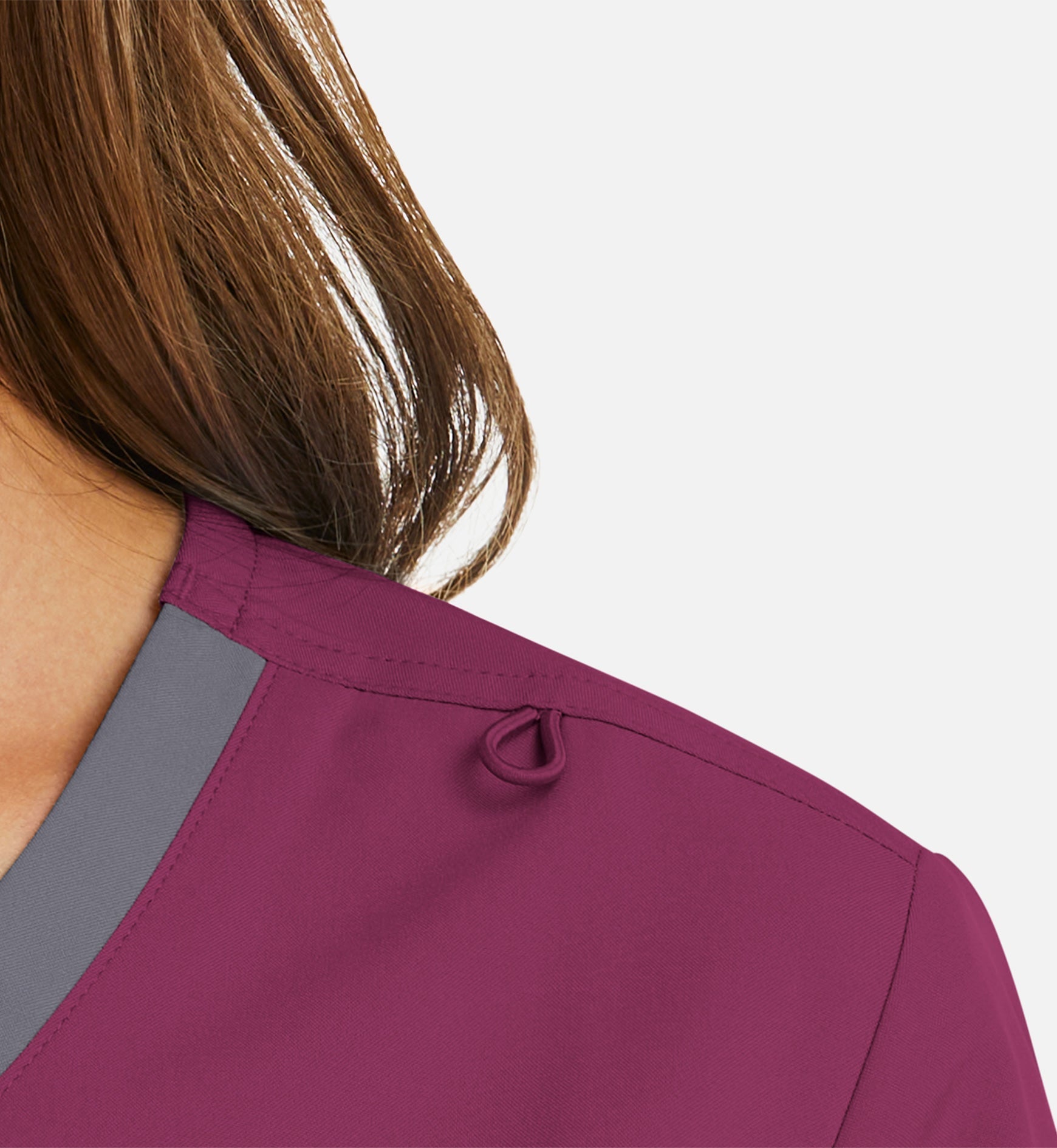 Momentum 5004 Women's Mock Wrap Top With Contrast Trim Wine