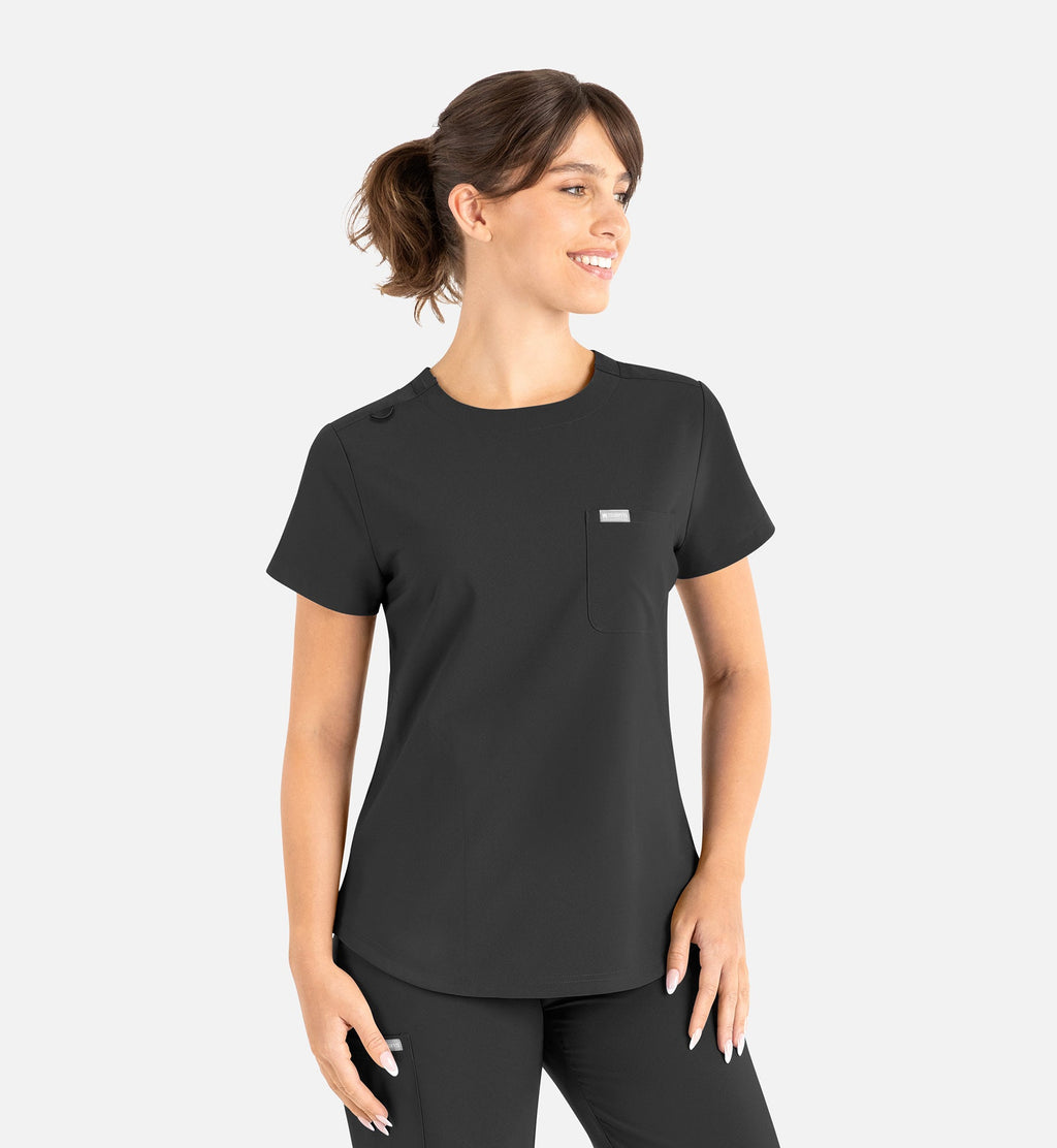 Momentum 5005 Women’s Tuckable Round Neck Top Black