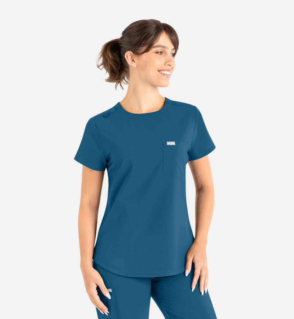 Momentum 5005 Women’s Tuckable Round Neck Top Caribbean Blue