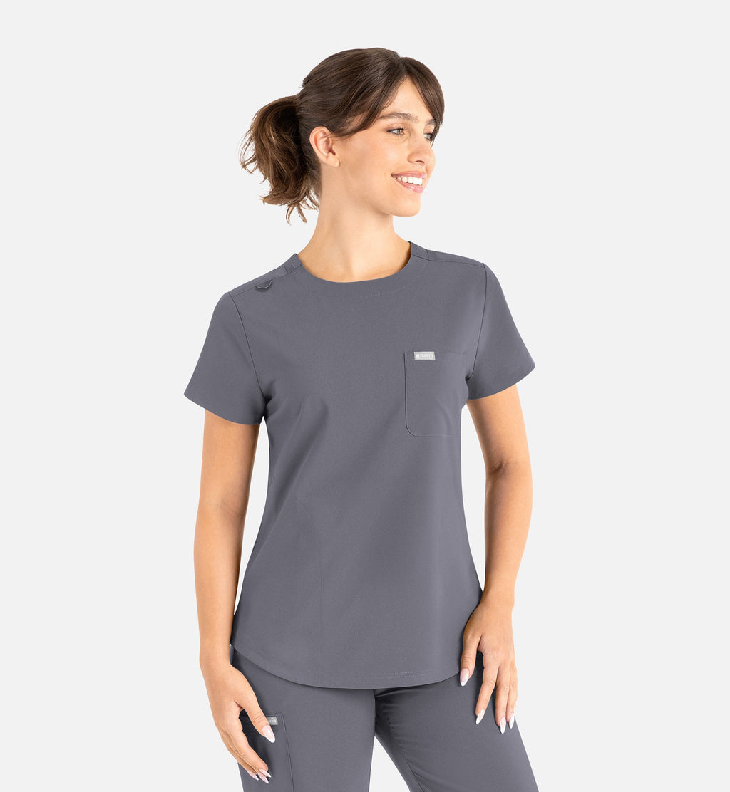 Momentum 5005 Women’s Tuckable Round Neck Top Pewter