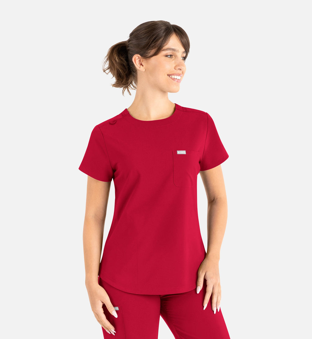 Momentum 5005 Women’s Tuckable Round Neck Top Red