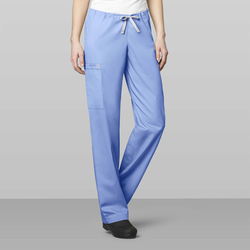 WonderWORK 500 Unisex Drawstring Cargo Scrub Pants Ceil Blue