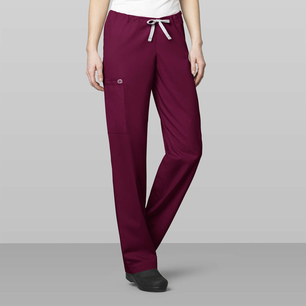 WonderWORK 500 Unisex Drawstring Cargo Scrub Pants Wine