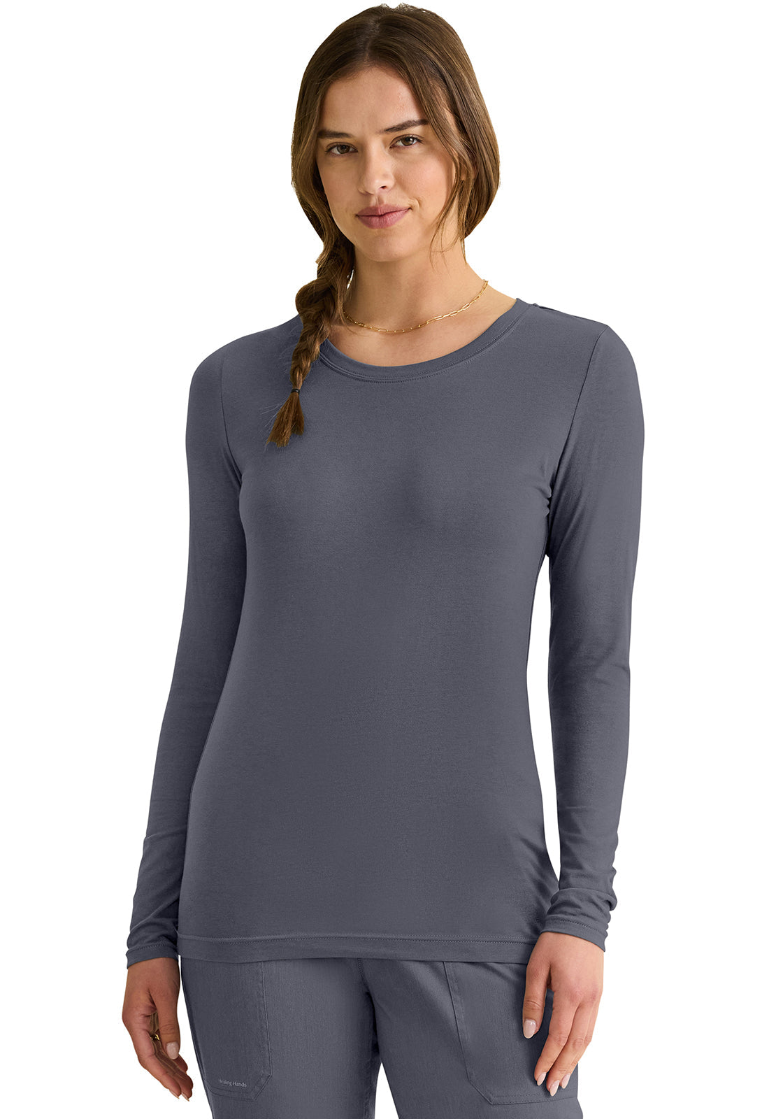 Knits 5047 Women's Melissa Scrub Top Pewter