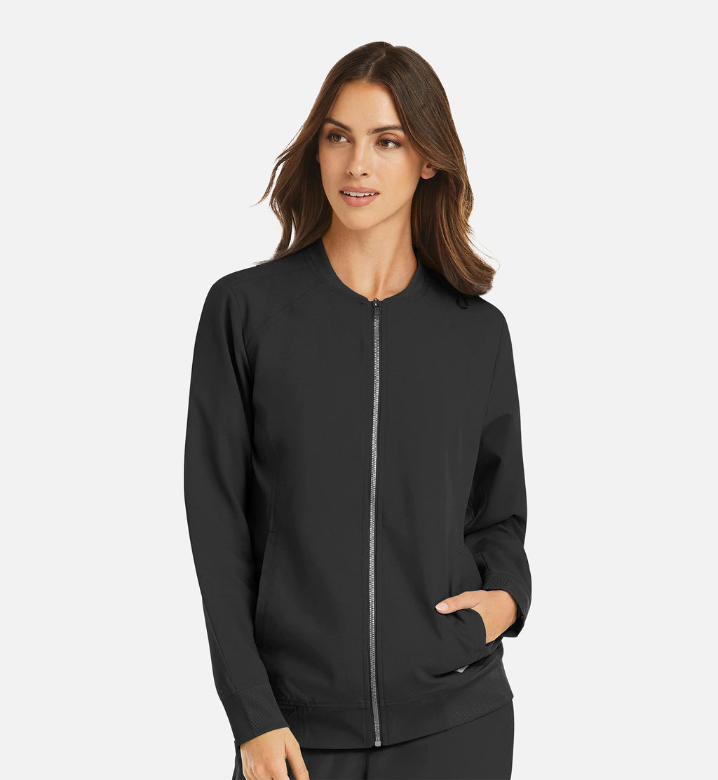 Momentum 5061 Women's Full Zip Bomber Jacket Black