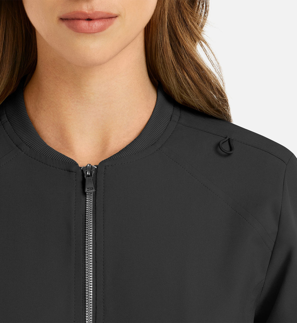 Momentum 5061 Women's Full Zip Bomber Jacket Black