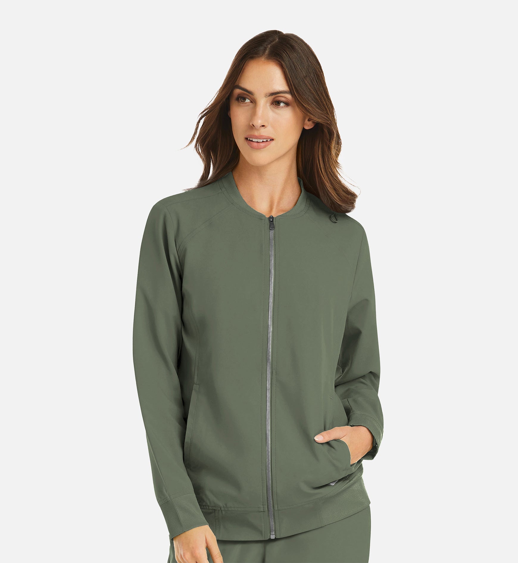 Momentum 5061 Women's Full Zip Bomber Jacket Olive