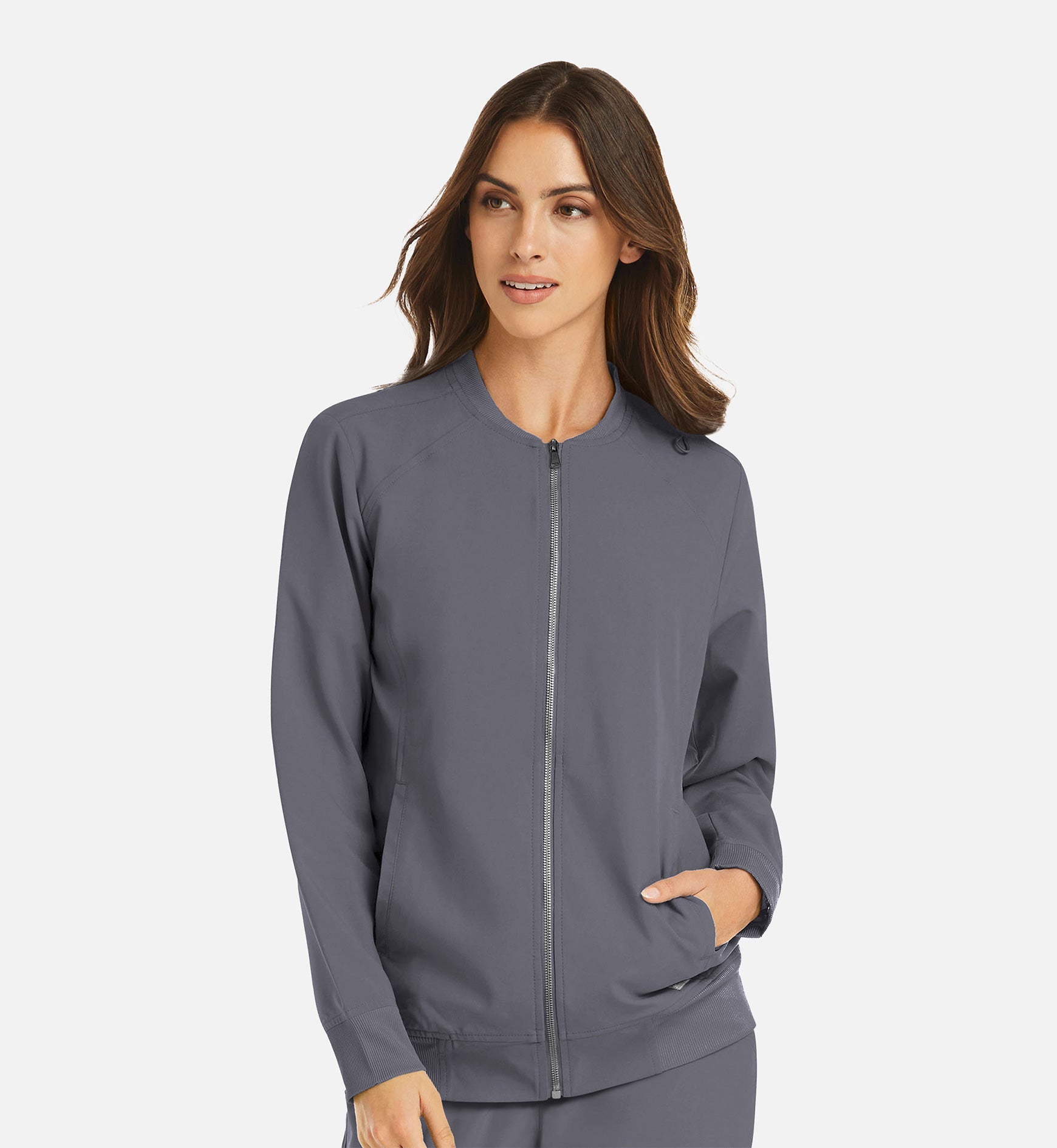 Momentum 5061 Women's Full Zip Bomber Jacket Pewter