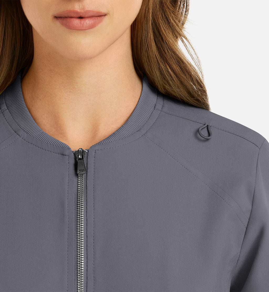 Momentum 5061 Women's Full Zip Bomber Jacket Pewter