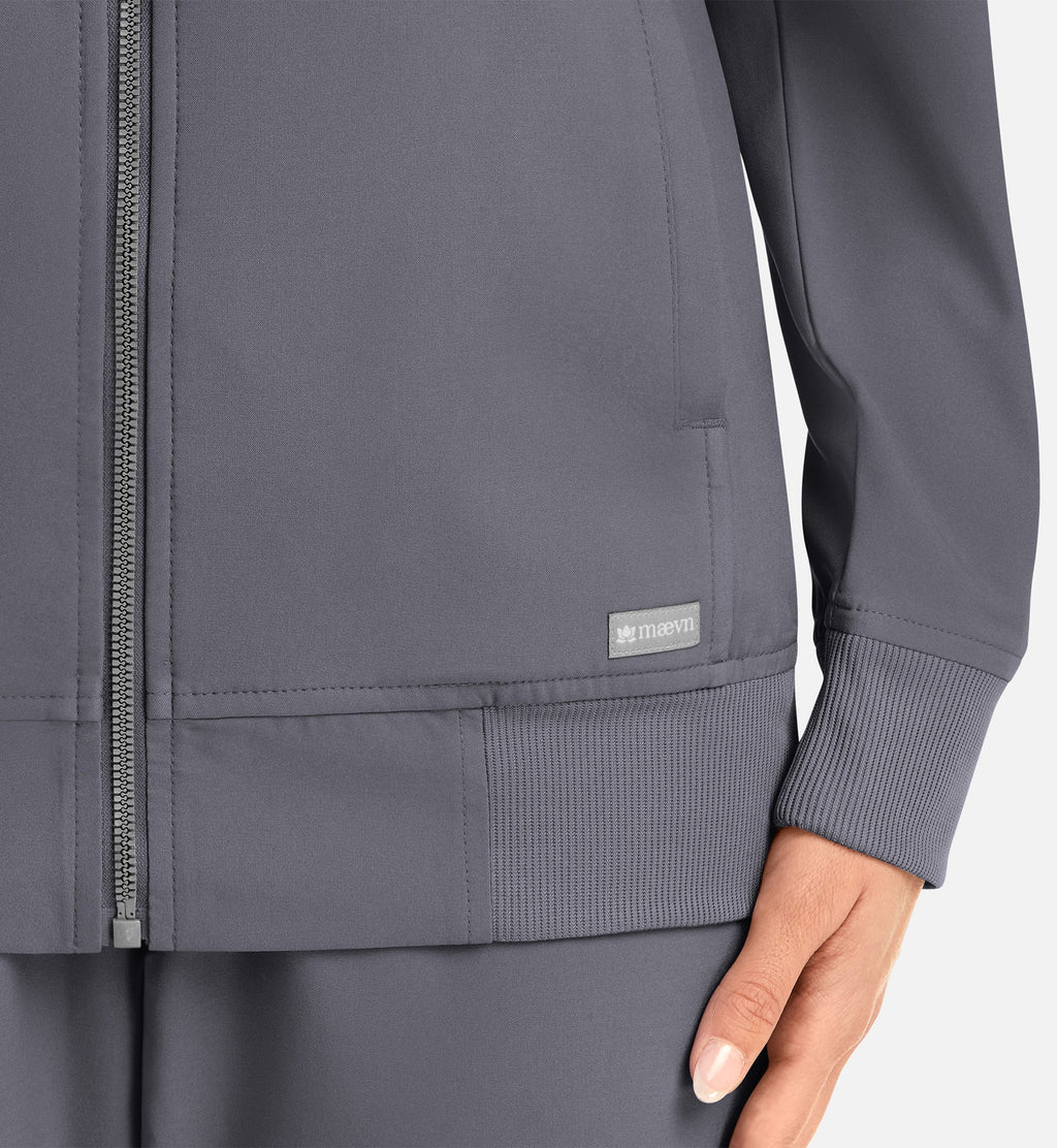 Momentum 5061 Women's Full Zip Bomber Jacket Pewter