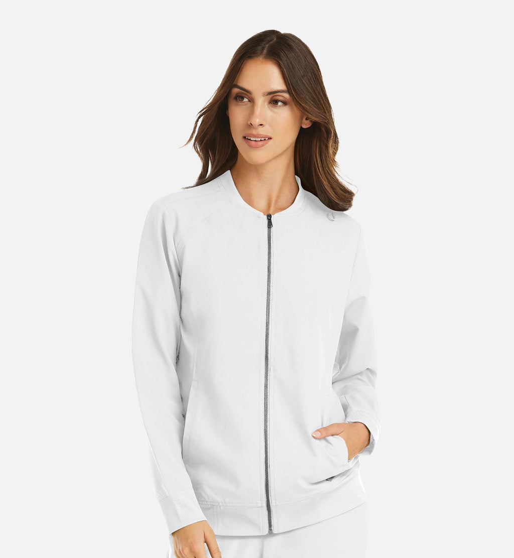 Momentum 5061 Women's Full Zip Bomber Jacket White