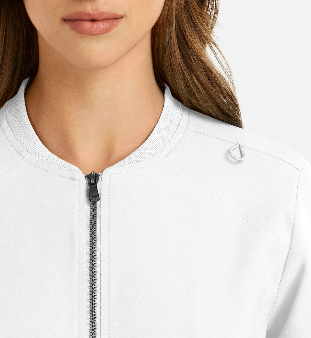 Momentum 5061 Women's Full Zip Bomber Jacket White