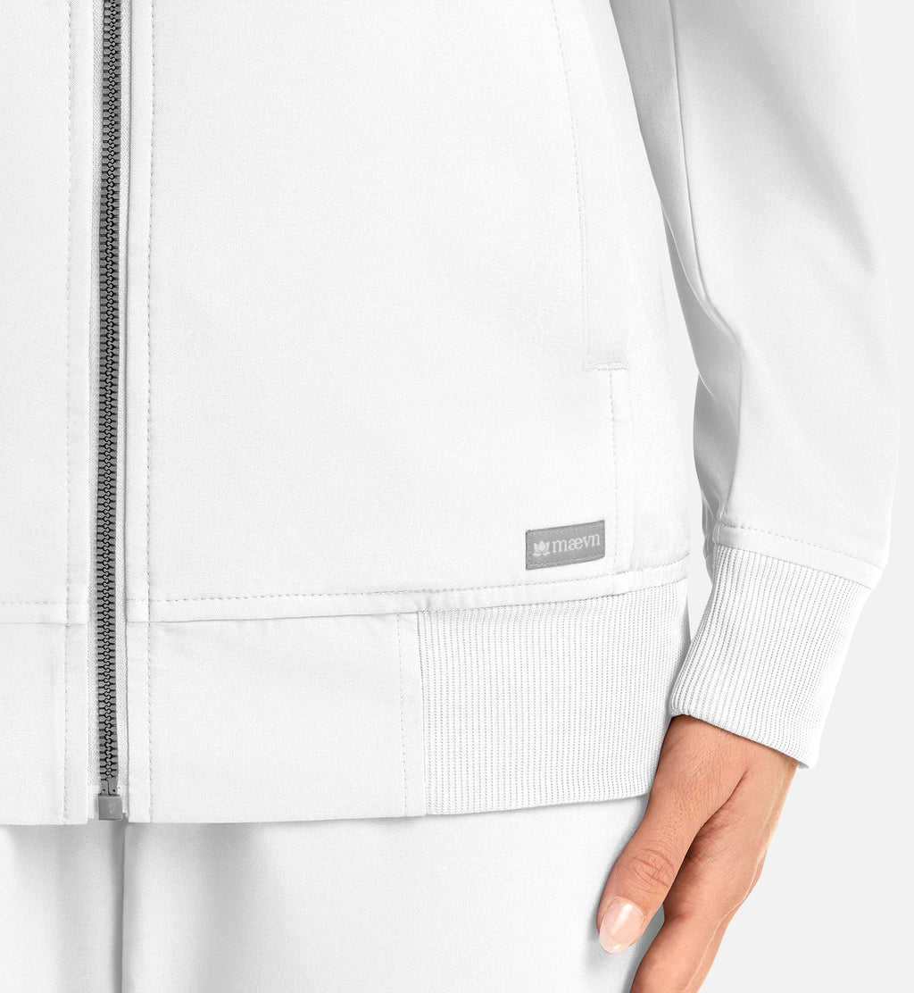 Momentum 5061 Women's Full Zip Bomber Jacket White