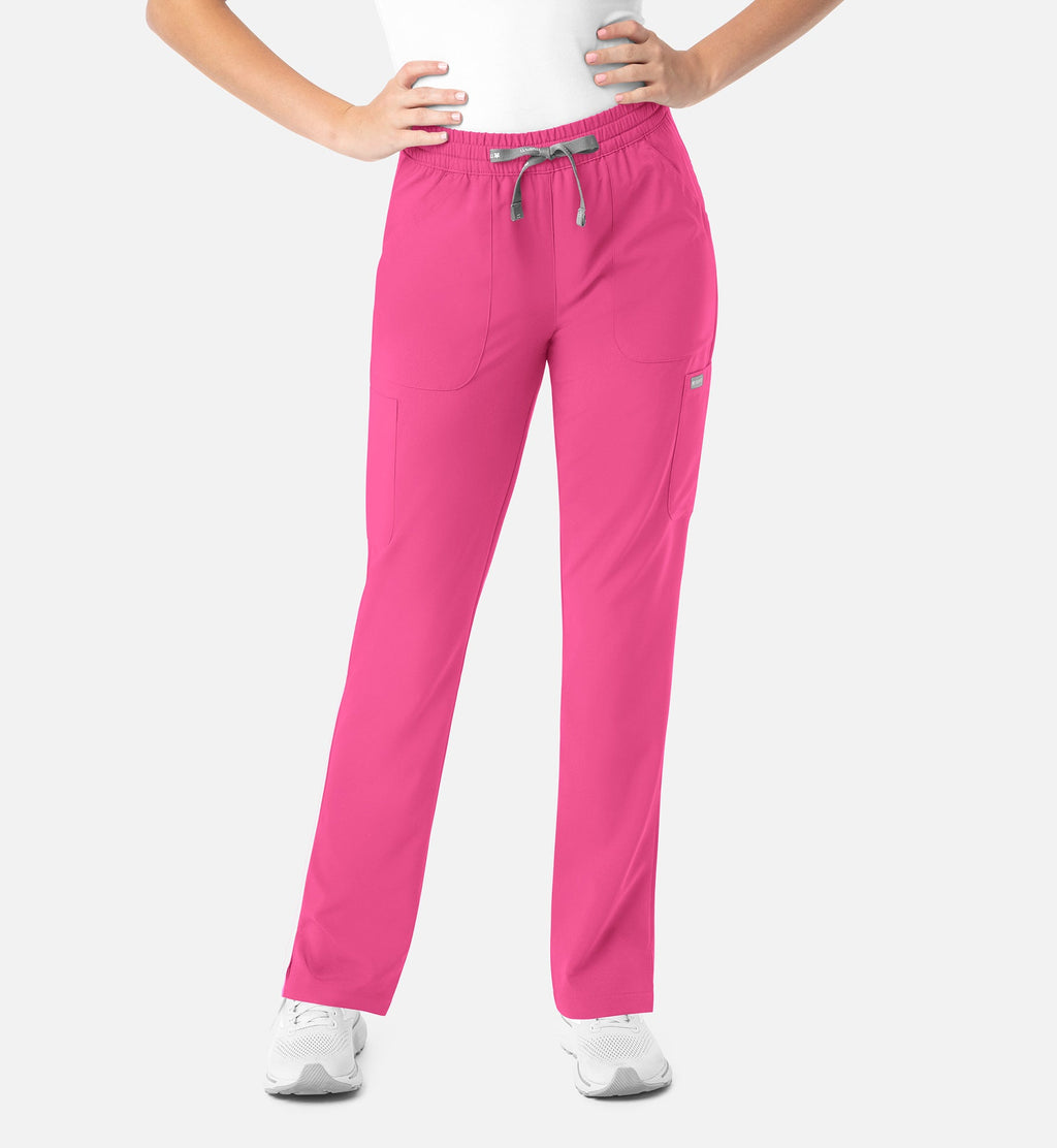 Momentum 5091 Women's Full Elastic Pull On Pants Hot Pink