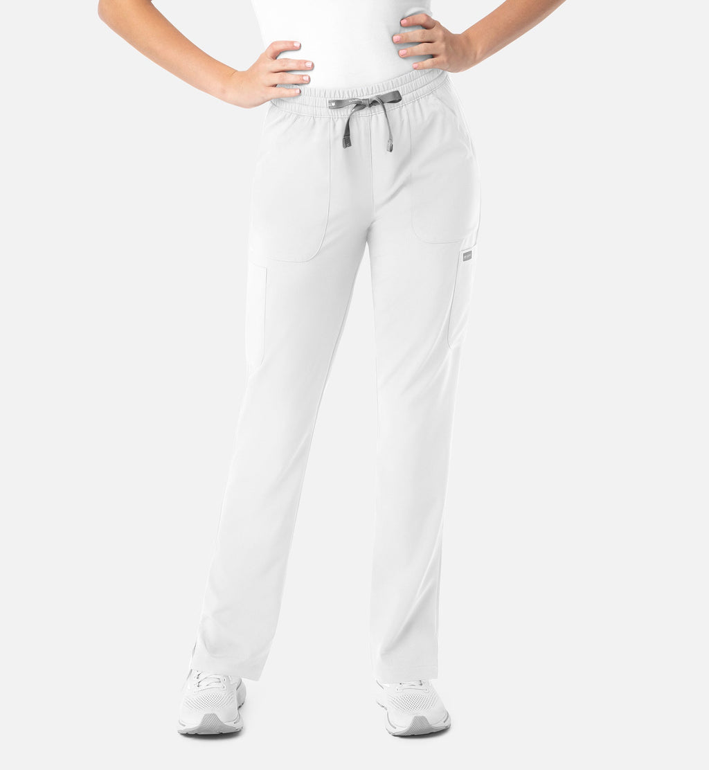 Momentum 5091 Women's Full Elastic Pull On Pants White