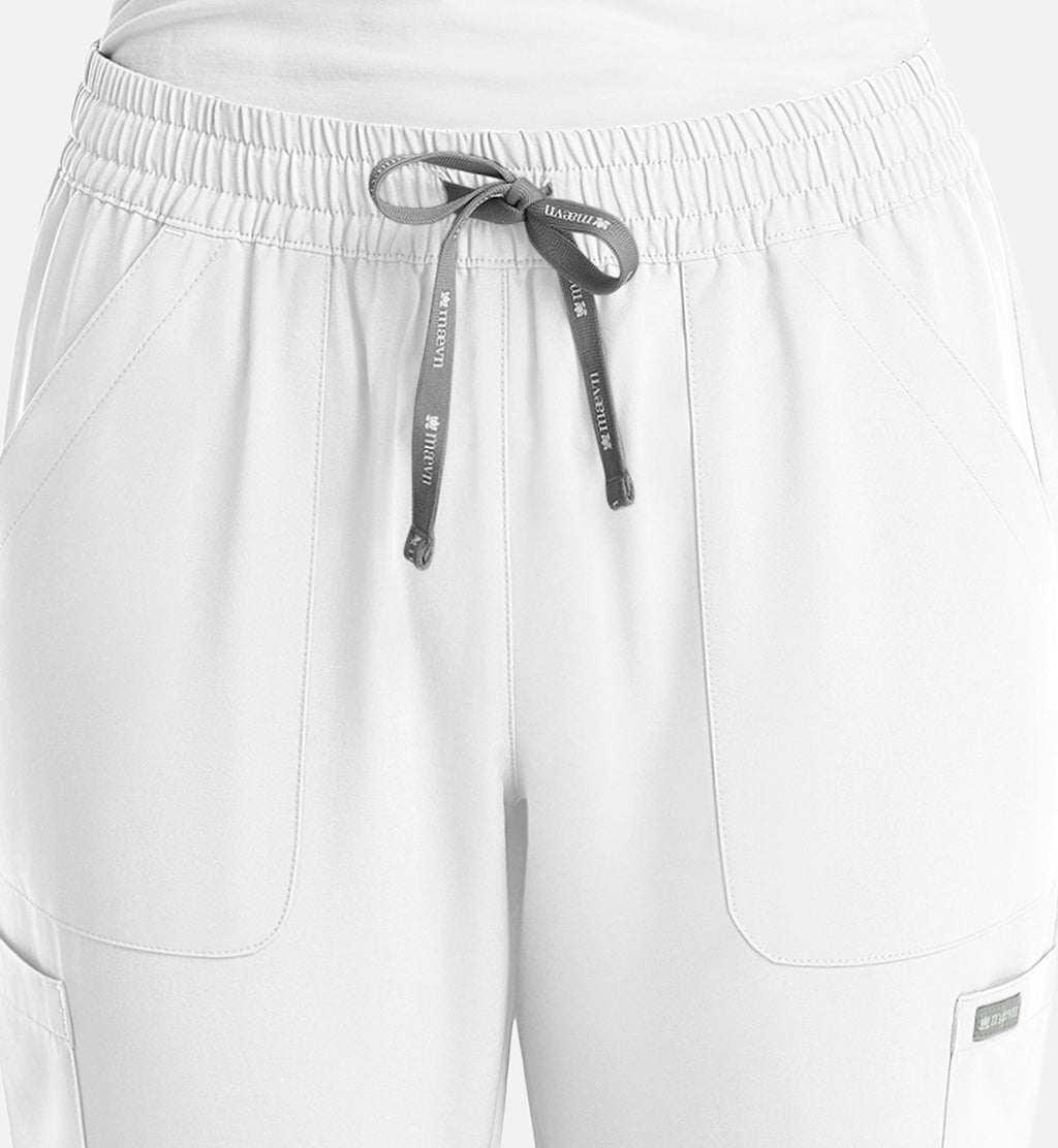 Momentum 5091 Women's Full Elastic Pull On Pants White