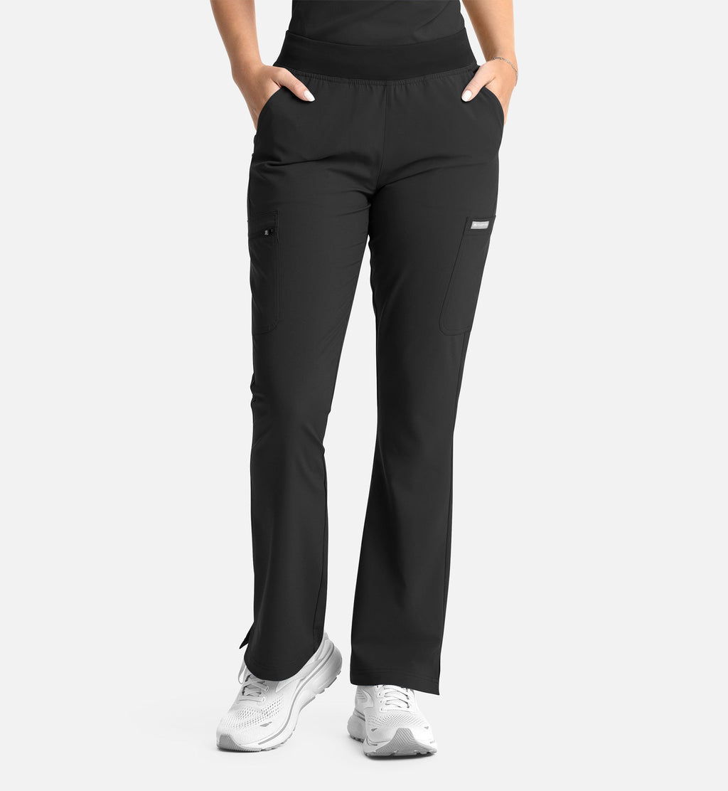 Momentum 5093 Women's Full Elastic Band Flare Leg Pants Black